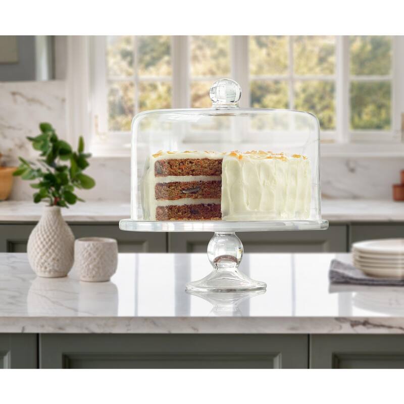 Artland Simplicity Cake Stand with Straight Sided Dome - 11" D x 11.4" H