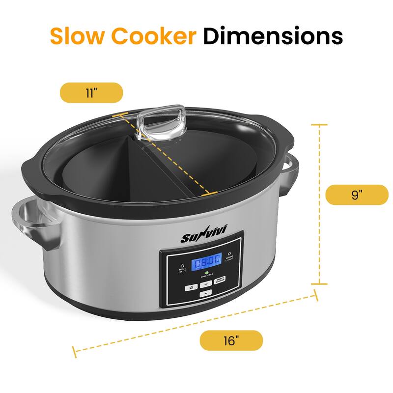 6 Quart Programmable Slow Cooker with 2 in 1 Silicone Liners