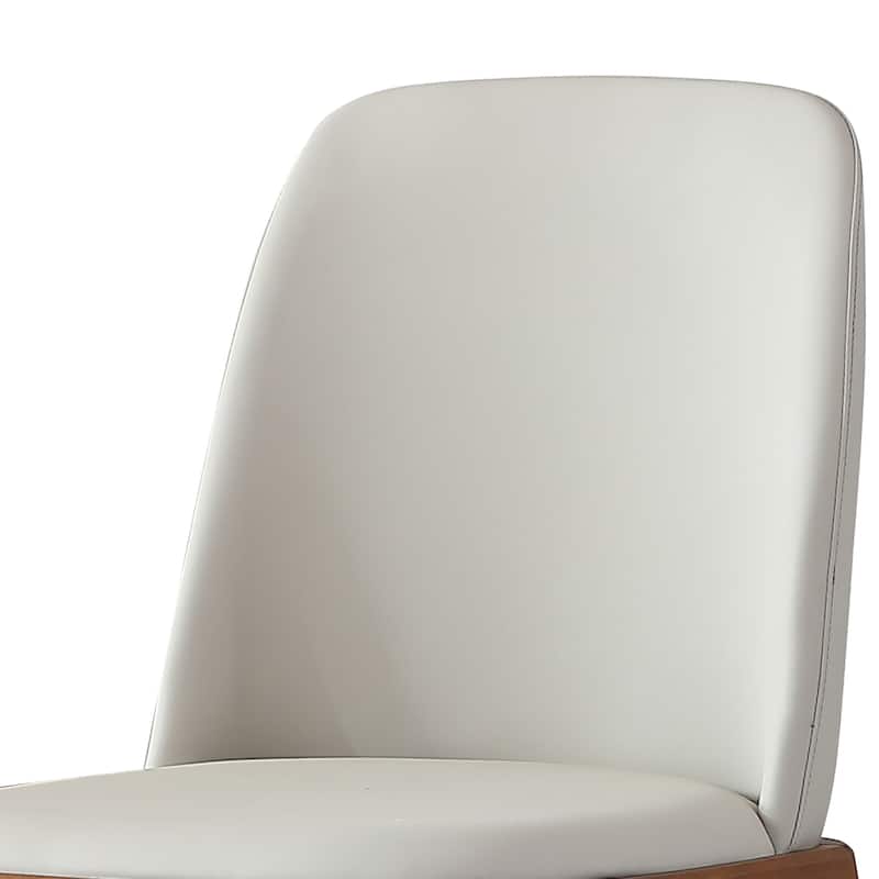 Curved 2 Piece PU Kitchen Dining Chairs with Upholstered Cushions, Wooden Legs for Dining Room Kitchen Living Room Bedroom