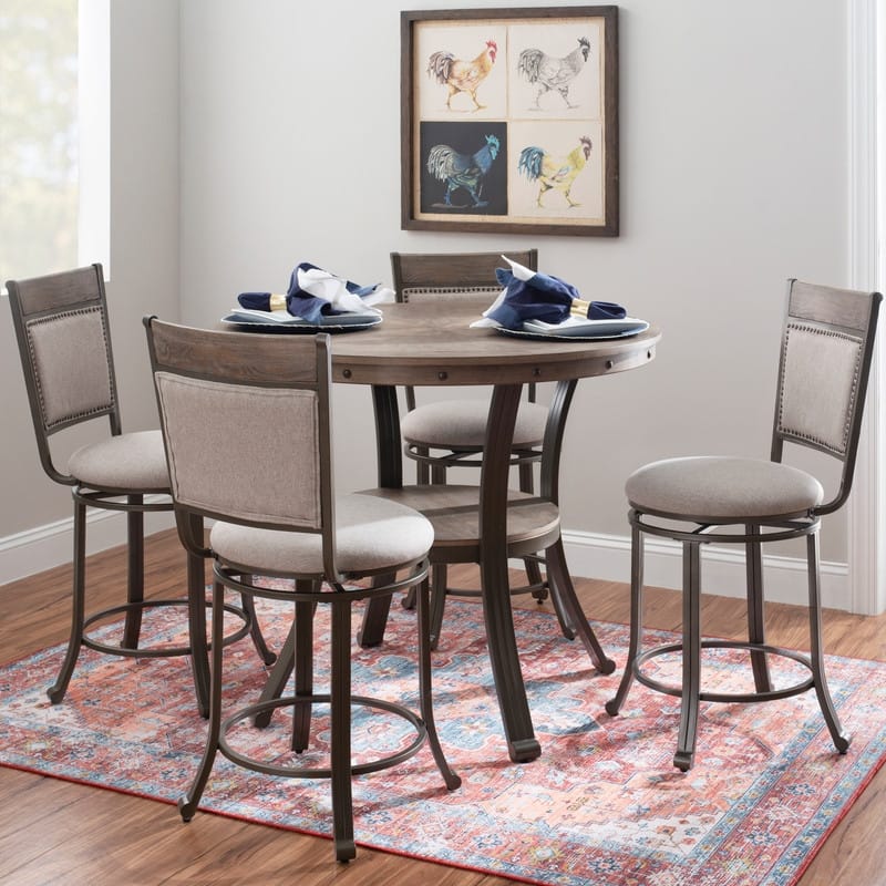 Linon Franklin Pewter Counter Height 5-piece Gathering Dinning Set