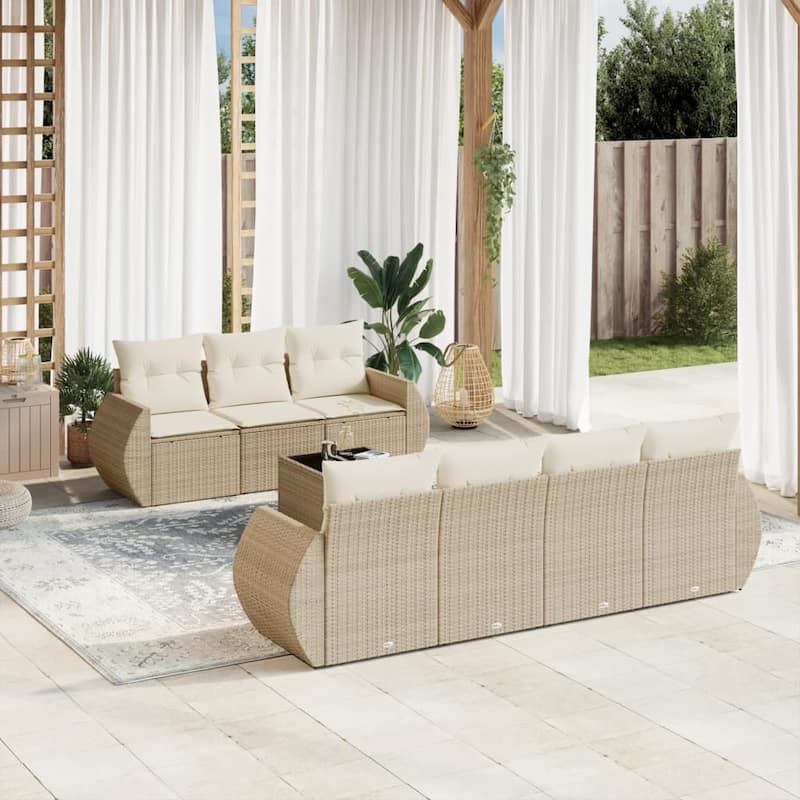 vidaXL Garden Sofa Set - 21.7 x 21.7 x 14.6 - Beige and cream