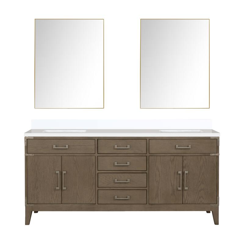 Laurel 60 in W x 22 in D Black Oak Double Bath Vanity, Cultured Marble Top, and 28 in Mirrors