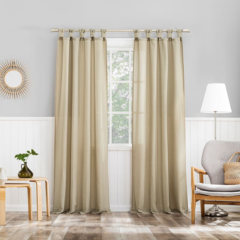 No. 918 Hathaway Twist Tab Semi-Sheer Tab Top Curtain Panel, Single Panel