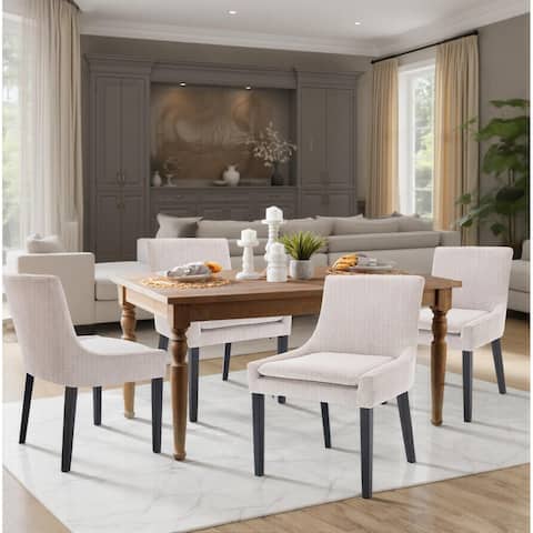 RENEWLINE Mid-Century Modern Corduroy Upholstered Dining Chairs with Solid Wood Legs,Set of 2/4/6