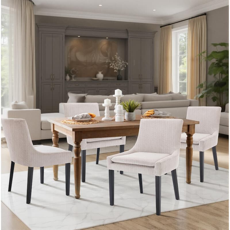 RENEWLINE Mid-Century Modern Corduroy Upholstered Dining Chairs with Solid Wood Legs,Set of 2/4/6