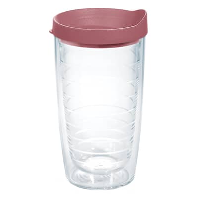 Tervis Clear & Colorful Lidded Made in USA Double Walled Insulated Travel Tumbler, Elderberry Wild Lid - 16oz