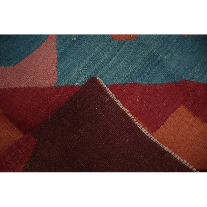 Hand Woven Oriental 100% Wool Carpet Southwestern Modern Multi-Colored Kilim Area Rug - 9' 10'' X 8' 0''