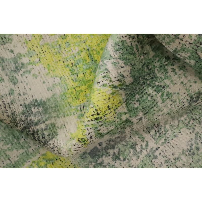 Hand Knotted Oriental Viscose Silk Carpet Modern Abstract Green Abstract Area Rug - 8' 5'' X 6' 9''