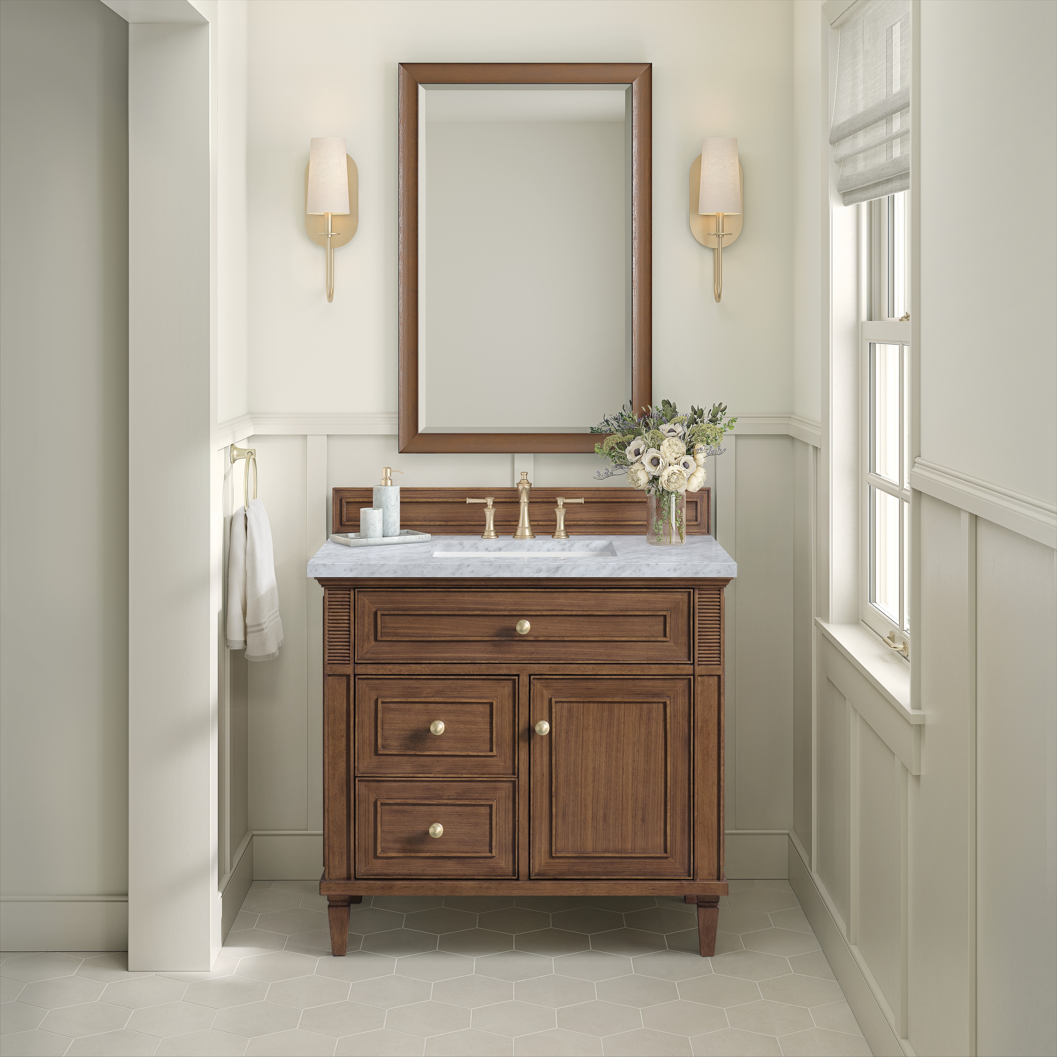 James Martin Vanities Lorelai 36" Single Vanity, Mid-Century Walnut