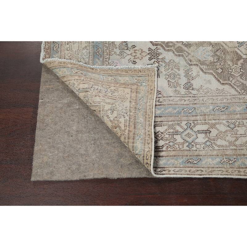 Muted Traditional Geometric Hamedan Persian Area Rug Wool Handmade - 6'10" x 9'9"