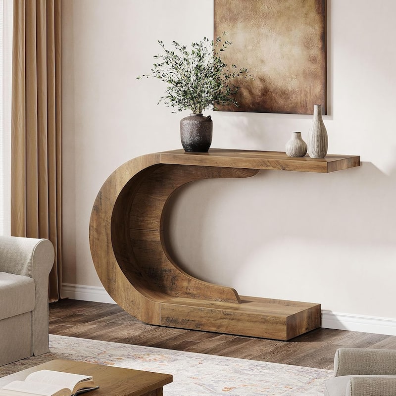 Mid-Century Modern 43-Inch Console Table, Wood Entryway Hallway Table Accent Table
