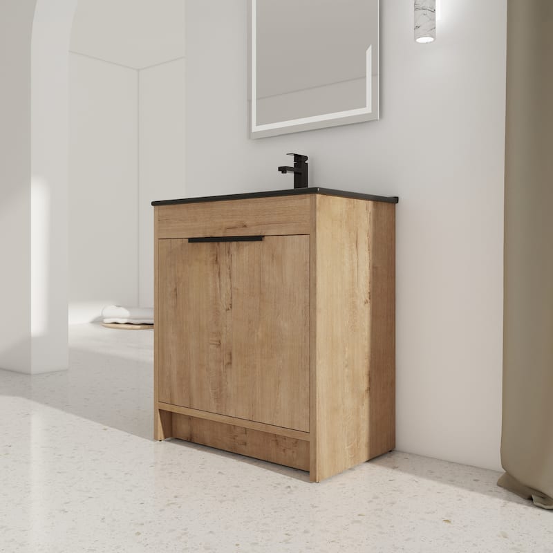 30" Freestanding Bathroom Cabinet With Basin ,2 Soft-Close Cabinet Doors