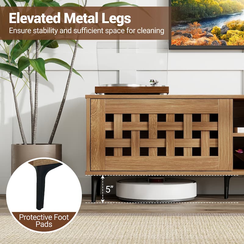 Gymax TV Stand w/ 2 Doors Storage Cabinets & Open Compartments for TVs