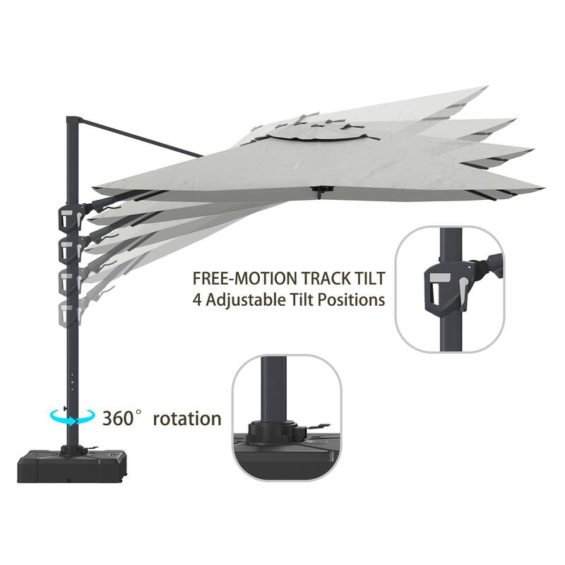 11FT Square Cantilever Patio Umbrella in Gray (without Umbrella Base)