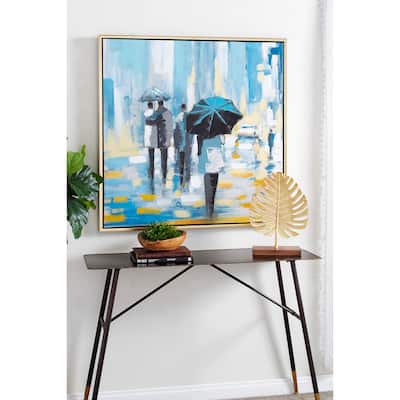 Blue Polystone Contemporary Framed Wall Art 39 x 39 x 1