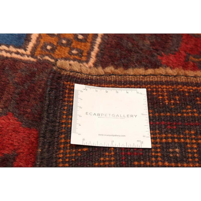 ECARPETGALLERY Hand-knotted Baluch Red Wool Rug - 3'7 x 6'4