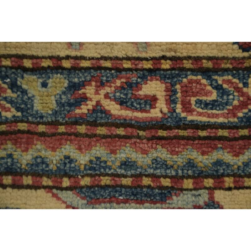 Hand Knotted Oriental 100% Wool Carpet Traditional Geometric Red Super Kazak Area Rug - 5' 10'' X 4' 0''