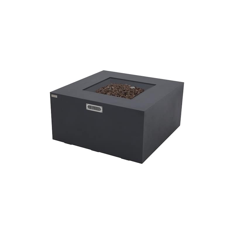 Sol Living Rocky Square Propane Fire Pit 45,000 BTUs - 43 x 43 Inches - 43 x 43 in. - Dark Grey