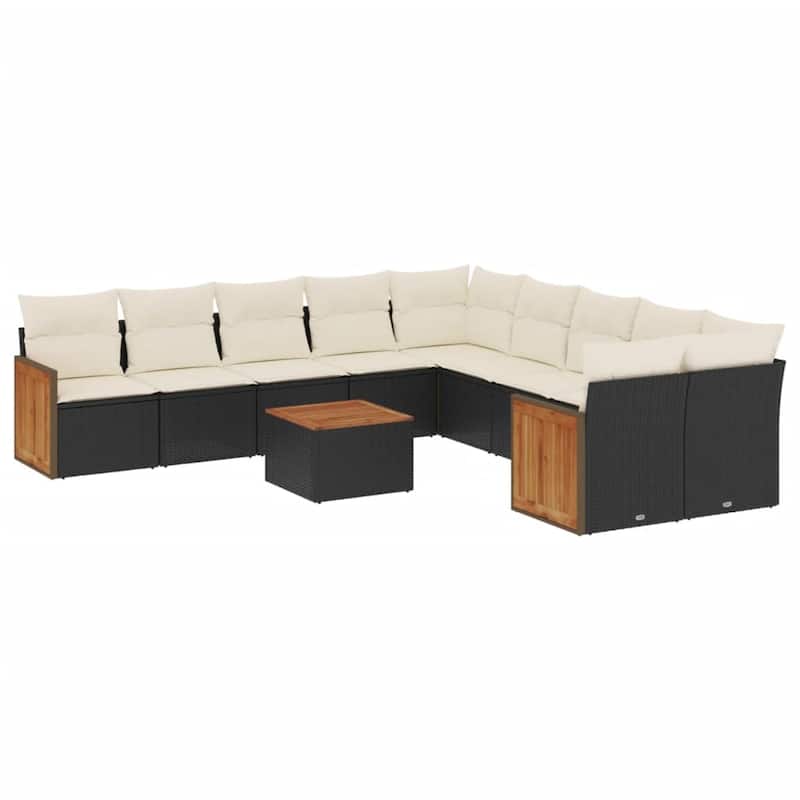 vidaXL Patio Sofa Set with Cushions Outdoor Conversation Furniture Poly Rattan