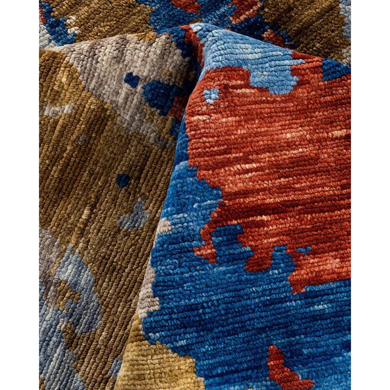 Modern One-of-a-Kind Handmade Area Rug - Blue, 9' 0" x 12' 0" - 9' 0" x 12' 0"