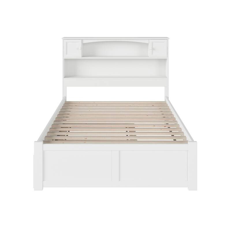 AFI Newport Full Size Platform Bed with Footboard & Twin Trundle in White