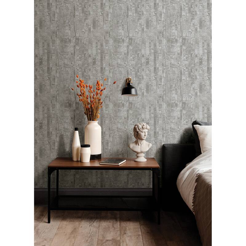 A-Street Prints Zinarliya Silver Column Wallpaper
