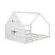 preview thumbnail 22 of 31, Full Size House Bed with Window and Fence, Rustic Wooden Montessori Floor Bed Frame with LED Light for Kids Girls Boys Bedroom