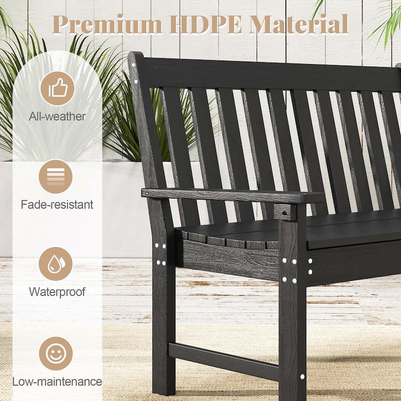 Costway Garden Bench All-Weather HDPE 2-Person Outdoor Bench for Front - See Details