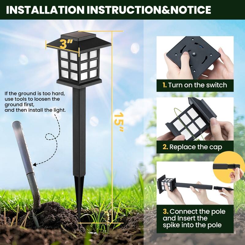 Solar LED Outdoor Garden Pathway Light (Warm White)