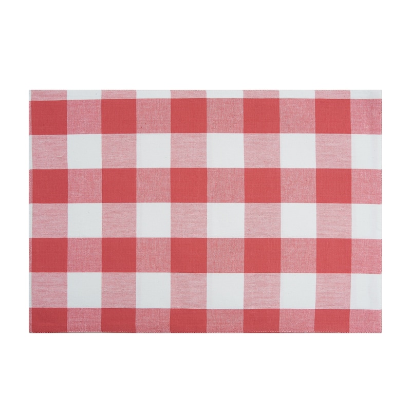 Franklin Coral Gingham Check Placemat, Set of 6, 13" x 19"