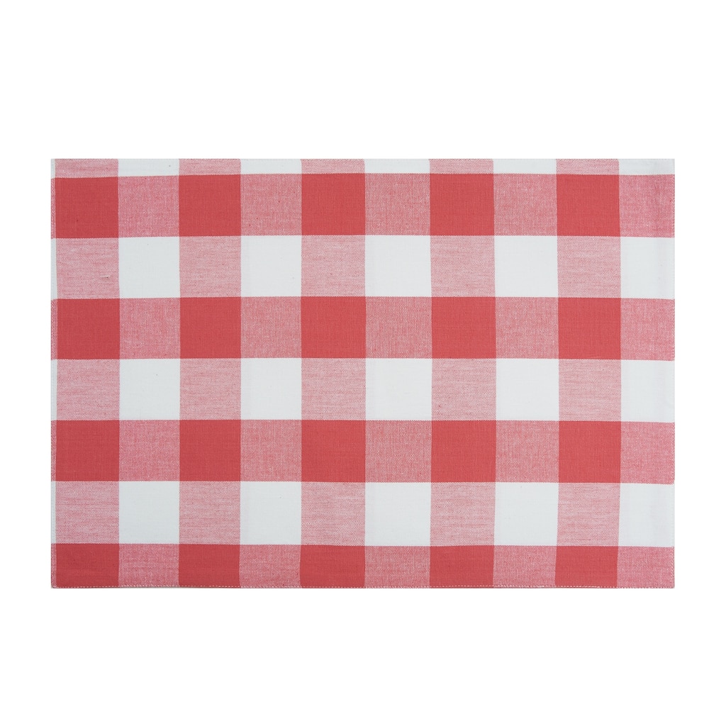 Franklin Coral Gingham Check Placemat, Set of 6, 13" x 19"