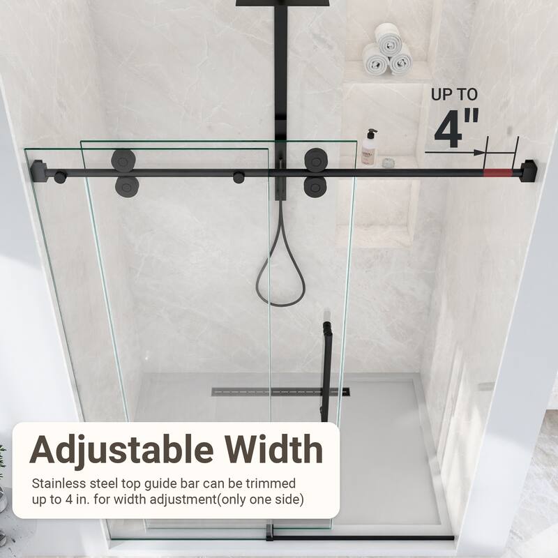GDFStudio - Modern America Design Frameless Single Sliding Shower Door with 5/16" SGCC Tempered Glass & Stainless Steel Hardware