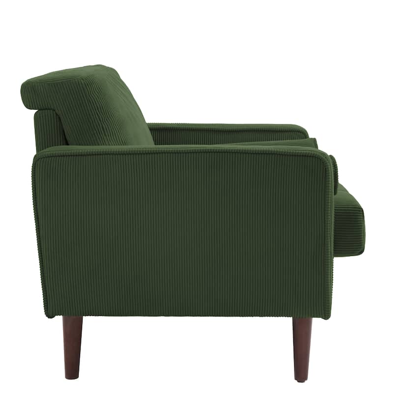 Modern Upholstered Corduroy Accent Chair With Arms Pillows