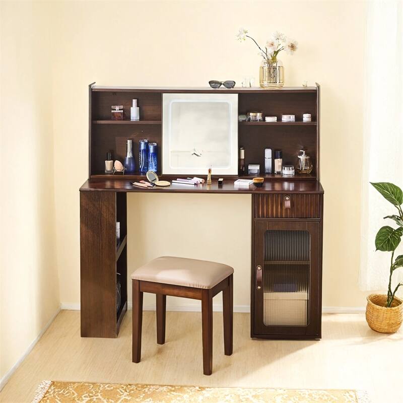 Makeup Vanity Desk w/3 Modes Adjustable Lighted Mirror,Dress Table Set