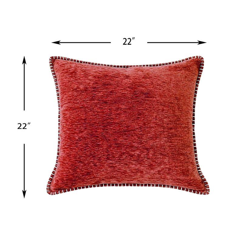 Textured Throw Pillow with Stitched Contrast Edge Set of 2
