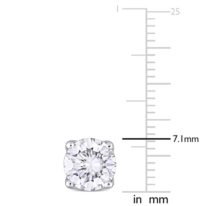Miadora 2 1/2ct DEW Moissanite Solitaire Stud Earrings in 10k White Gold - 7.1 mm x 7.1 mm x 5.7 mm