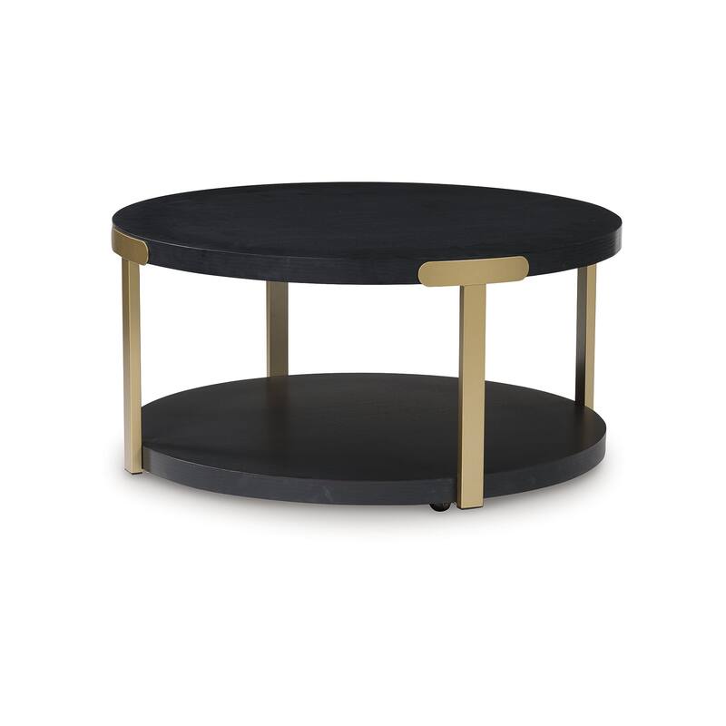 Signature Design by Ashley Shylore Black/Gold Table (Set of 3) - 37"W x 37"D x 18"H