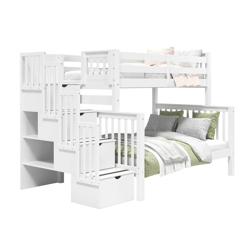 Taylor & Olive Trillium Twin over Full Stairway Bunk Bed, 2 Drawers