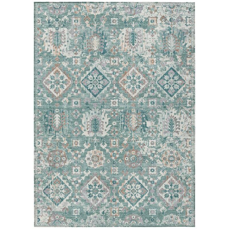 HomeRoots Floral Medallion Traditional Rectangle Outdoor Rug