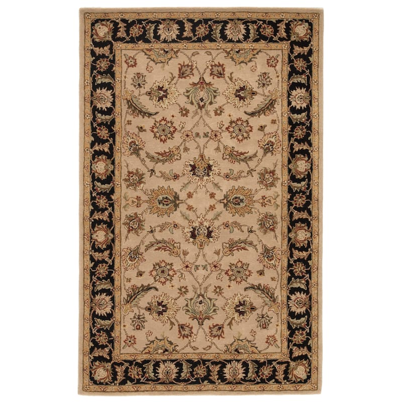 Skylar Handmade Floral Area Rug - 10' x 14' - Beige/Black - Runner/Rectangle