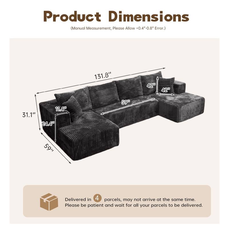 Modular Sofa U-Shaped Corduroy Sectional Sofa Living Room Free Combination Sofa Sets