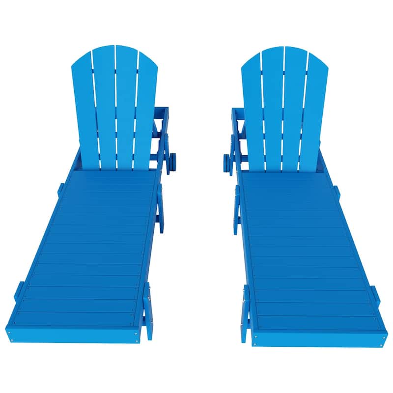 Polytrends Laguna Hdpe All Weather Outdoor Patio Pool Reclining Armless Chaise Lounge With Wheels (Set Of 2)