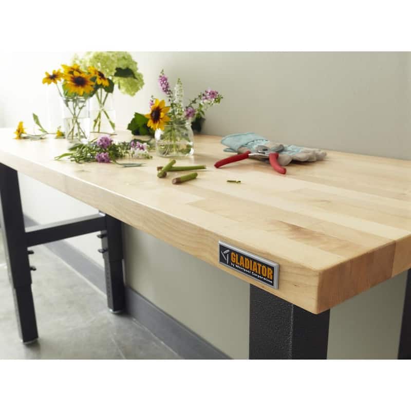 Gladiator GarageWorks 6-foot Adjustable Height Hardwood Workbench - Black