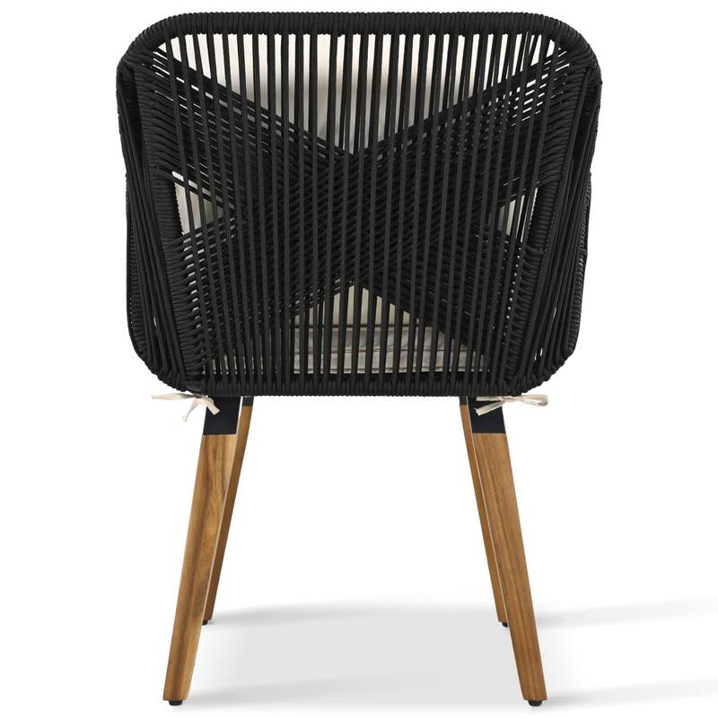 Outdoor 5-Piece Wicker Conversation Chair Set with Cool Bar Table & Ottomans