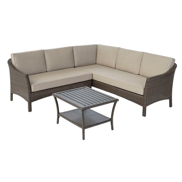 Hollybury Wicker Deep Seating Sectional Group with Sunbrella cushions