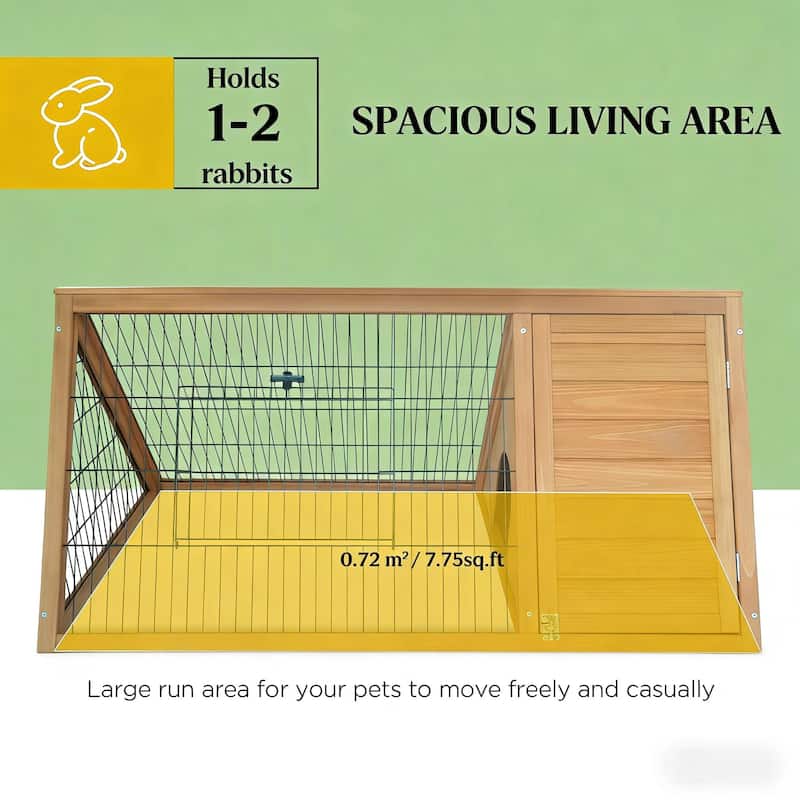 A-Frame Wooden Pet House,Small Animal Cage Rabbit Hutch is designed for convenient cleaning - Yellow