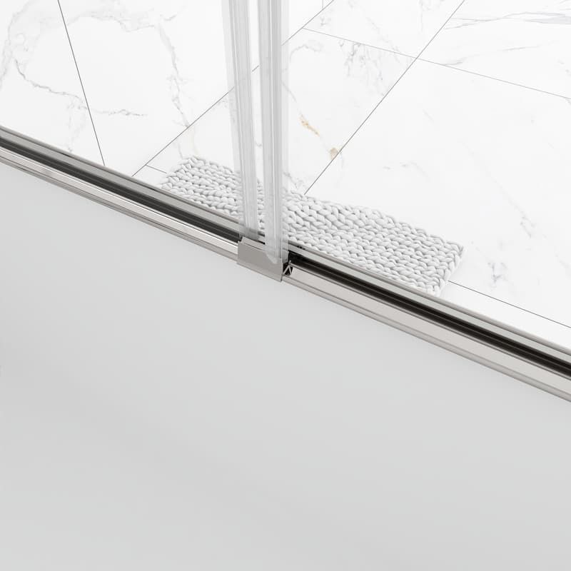 60'' x 58'' Double Sliding Tub Door in Chrome with Clear Tempered Glass