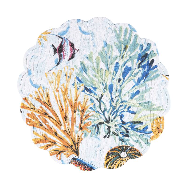 Makena Beach Round Quilted Placemat Set 6