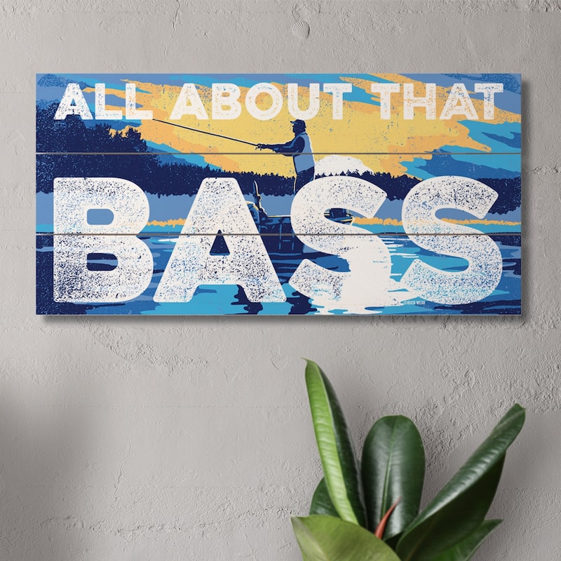 That Bass Decorative Slatted Pallet Wood Sign 12" by 6" Made in the USA - Multi