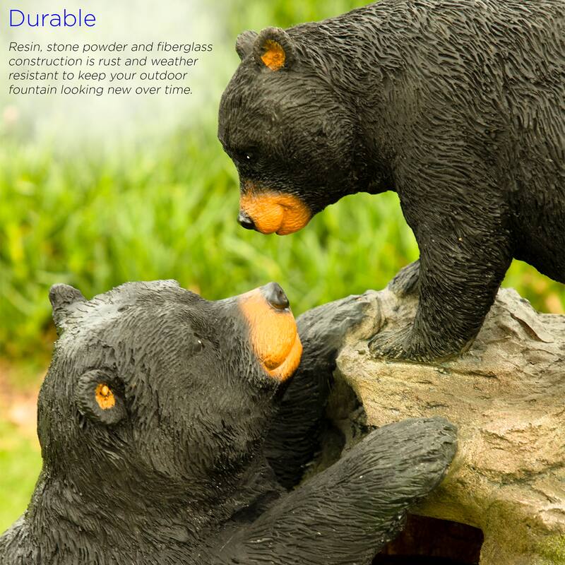 Alpine Corporation TZL178 36" Indoor/Outdoor 2 Bears Climbing Rainforest Water Fountain with LED Lights Cascading Wildlife Water